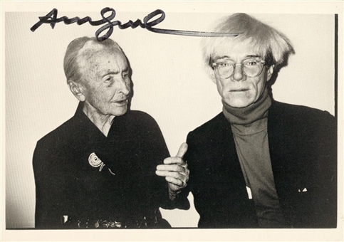 1983 Andy Warhol Signed 4x6" Fotofolio BW Postcard Photo (JSA)